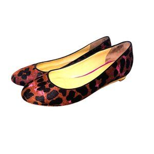 Cole Haan Womens Leopard Print Ballet Flats 6.5B Leather & Calf Hair Pink Brown